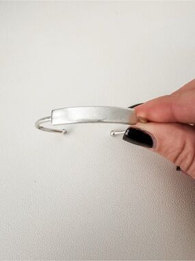 Silver-Tone Cuff Bracelet with Polished Plate